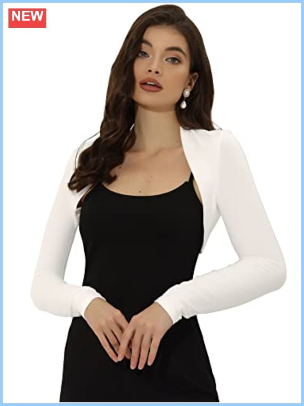 Elegant Open Front Bolero Shrug Long Sleeve Crop Layering Piece for Evening Wear